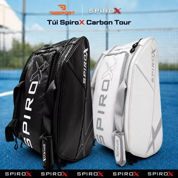 Túi Thể Thao Pickleball Spirox Carbon Tour Chính Hãng - Ngăn Đựng Vợt Riêng - Siêu Bền - Dung Tích Rộng Rãi