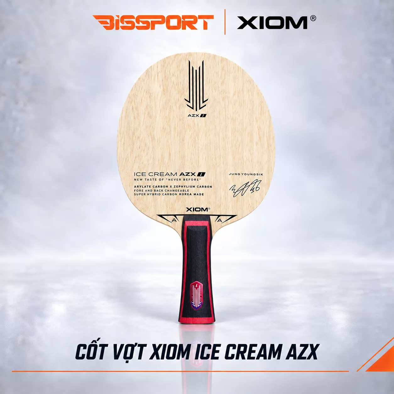 Cốt Vợt Bóng Bàn Xiom Ice Cream AZXi - Cấu Trúc 5 Gỗ + 2 Carbon - Dòng Vợt 2 Tốc Độ Cao Cấp của Xiom - Chính Hãng 100%