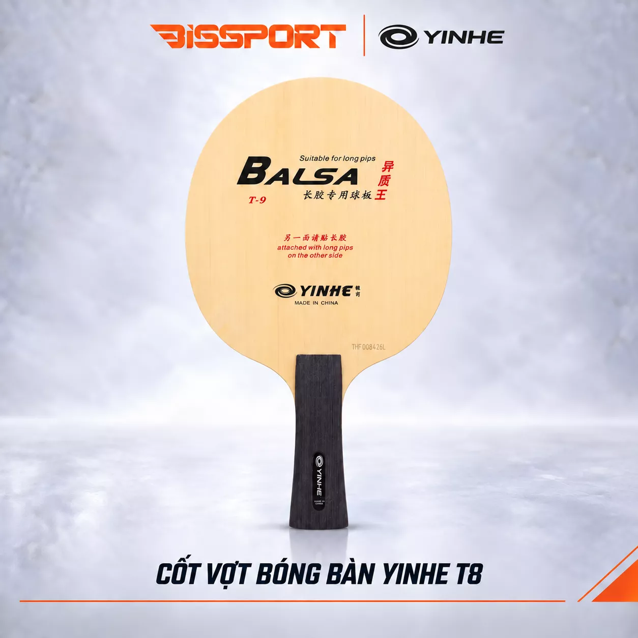 Cốt Vợt Bóng Bàn Yinhe Balsa T9 Chính Hãng - Cấu Tạo 5 Gỗ , 1 Carbon - Tặng 1 Mặt Gai Thủ không Lót