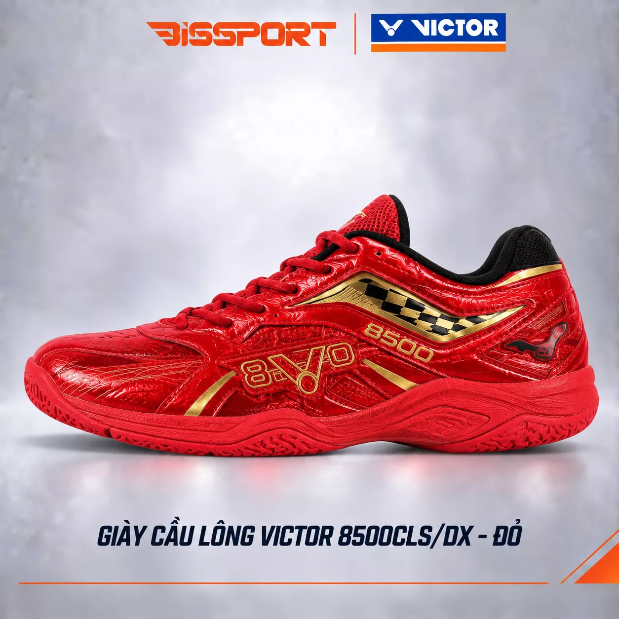 Giày Cầu Lông Victor 8500CLS/DX Chính Hãng - Đỏ - Form Ôm - Bám Sàn - Êm Chân - Chống Chấn - Bền Bỉ - Thoáng Khí