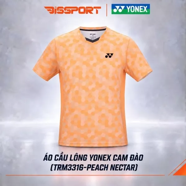Áo Thể Thao Cầu Lông Yonex Cam Đào (TRM3316-PCHNTR) Chính Hãng - Thoáng Khí Nhanh Khô - Co Giản 4 Chiều - Bền Bỉ