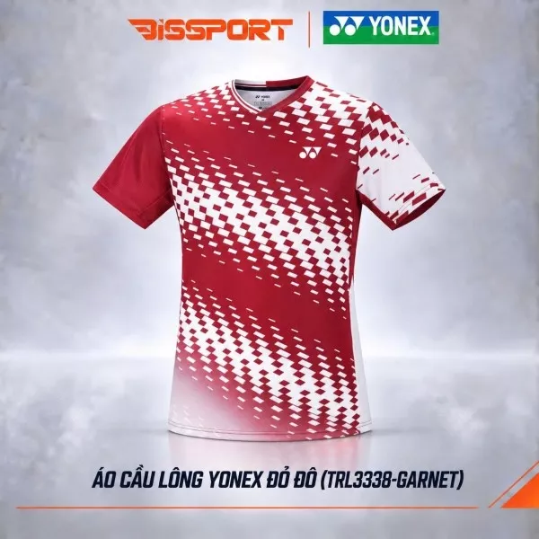 Áo Thể Thao Cầu Lông Yonex Trắng Đỏ (TRL3338-GARNET) Chính Hãng - Thoáng Khí Nhanh Khô - Co Giản 4 Chiều - Bền Bỉ