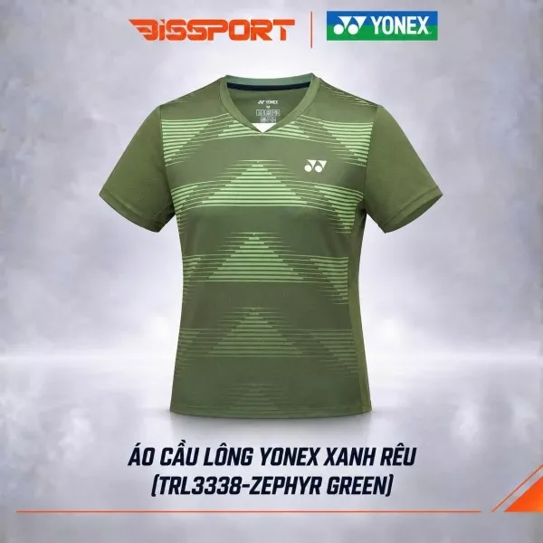 Áo Thể Thao Cầu Lông Yonex Xanh Rêu (TRL3340-CYPSGR) Chính Hãng - Thoáng Khí Nhanh Khô - Co Giản 4 Chiều - Bền Bỉ