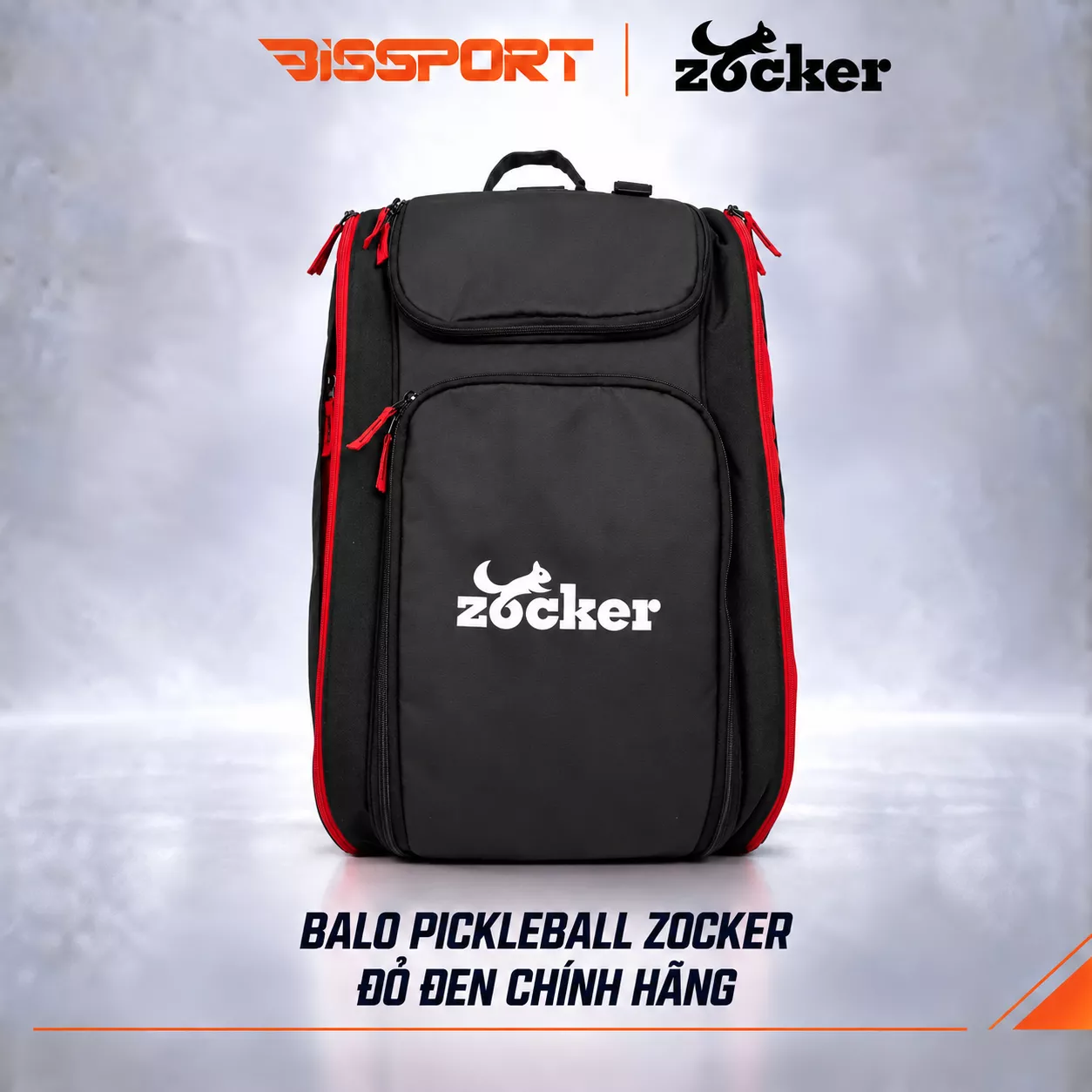 Balo Pickleball Zocker BL-VDV0525 Chính Hãng - Đỏ Đen - Ngăn Vợt 3–5 Cây, Có Ngăn Giày - Tiện Dụng - Bền Bỉ - Đa Năng
