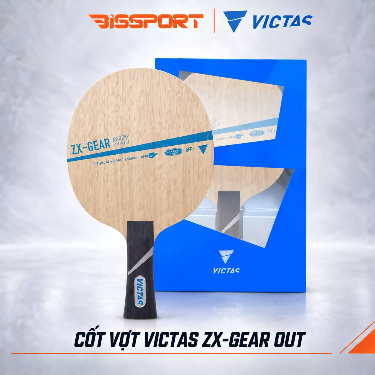Cốt Vợt Bóng Bàn Victas ZX Gear Out Chính Hãng - 5 Lớp Gỗ + 2 Lớp Sợi Carbon, Đàn Hồi Cao, Tấn Công Nhanh Và Chuẩn Xác