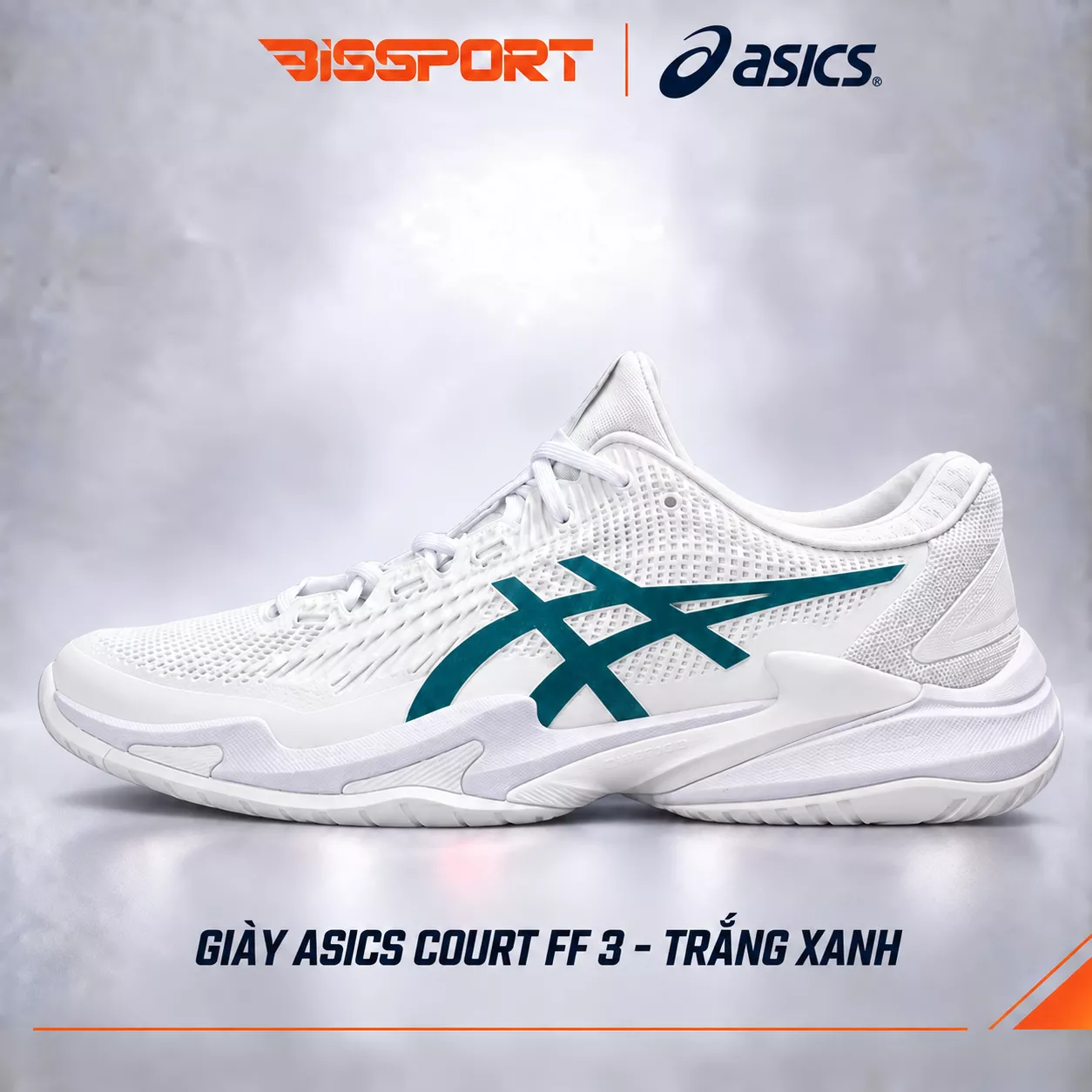 Giày Pickleball / Tennis ASICS Court FF3 Trắng Xanh Chính Hãng - Êm Ái, Ổn Định - Giảm Chấn - Siêu Bền
