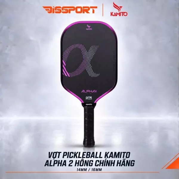 Vợt Pickleball Kamito Alpha 2 Hồng Chính Hãng - Nhẹ Tay - Kiểm Soát Đường Bóng - Mặt Carbon Fiber Nhám
