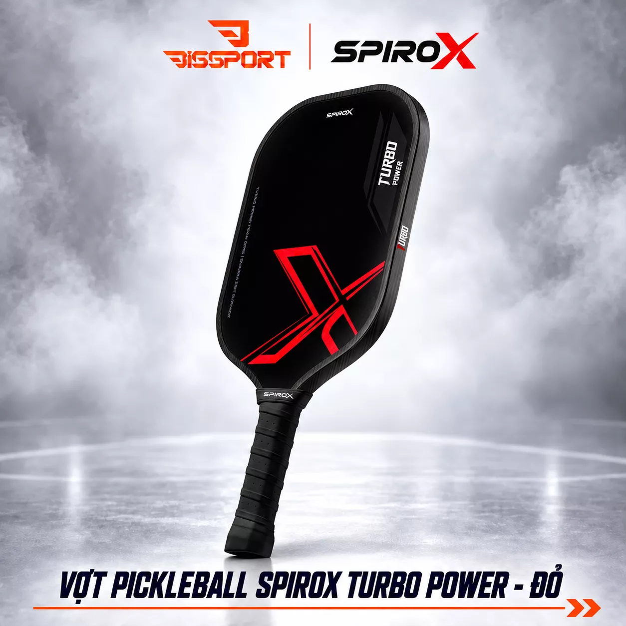 Vợt Pickleball SpiroX Turbo Power Elongate Chính Hãng - Đỏ - Vợt Hack Power